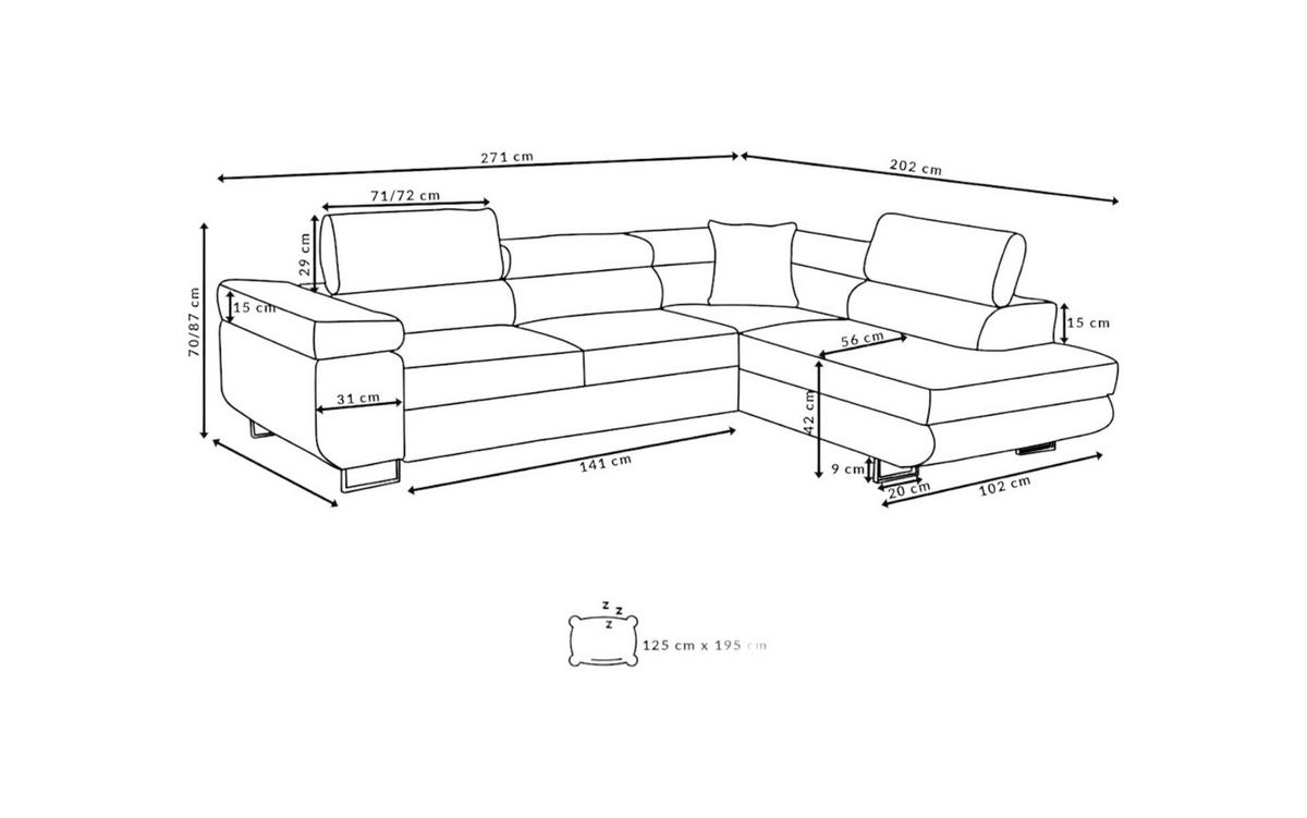 ECKSOFA Marlene III L-Form mit verstellbaren Kopfstützen Schlaffunktion Bettkasten 271 cm links dunkelgrau - Dunkelgrau, Kunststoff (271/202cm) - Margaret Hadas24