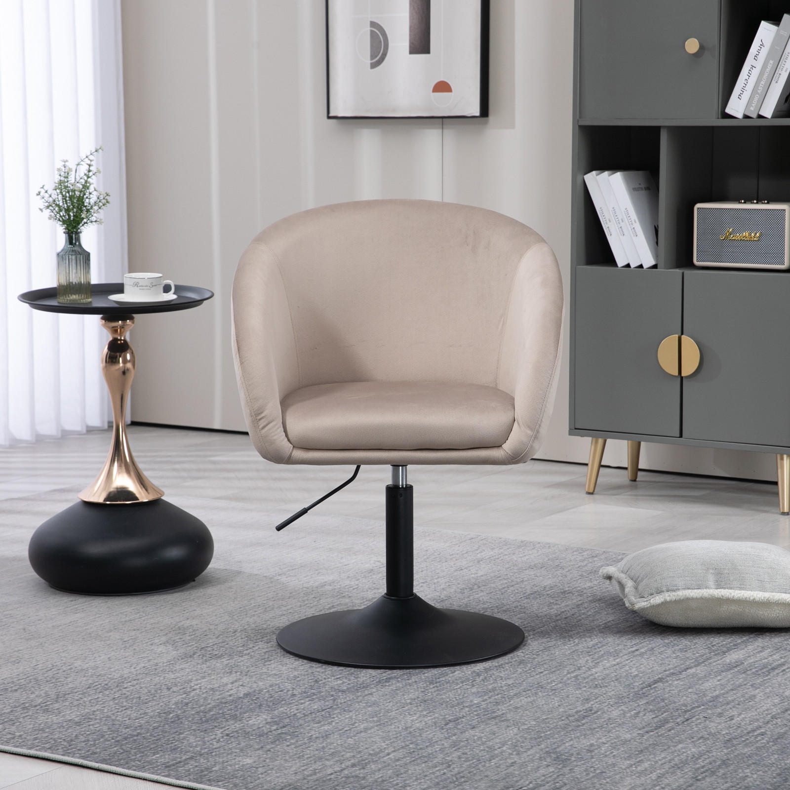 LOUNGESESSEL JAMAIKA mit Armlehnen Samt - Taupe, Textil (59/95/59cm) - SVITA