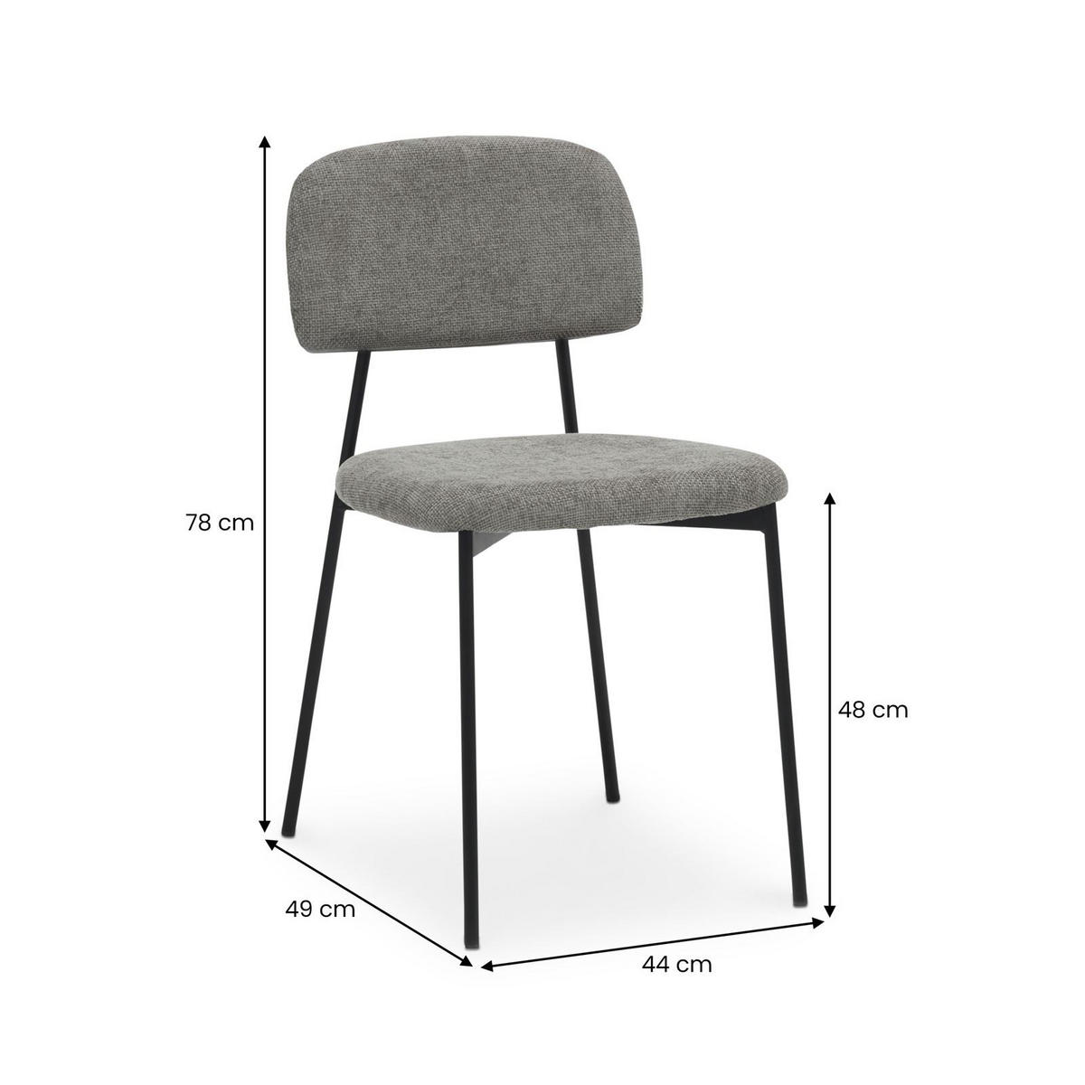 ESSZIMMERSTÜHLE TOLEDO 4ER-SET - Hellgrau, Textil (44/78/49cm) - IDIMEX