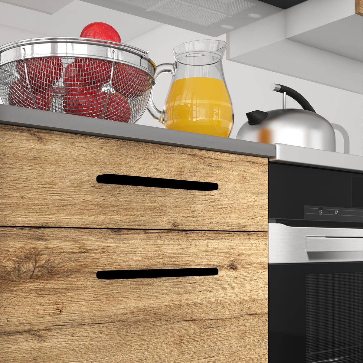 KÜCHENZEILE Italia 1 180 cm, mit Arbeitsplatten, Goldbraun - Braun, Holz (180/143/60cm) - B BELINI GROUP