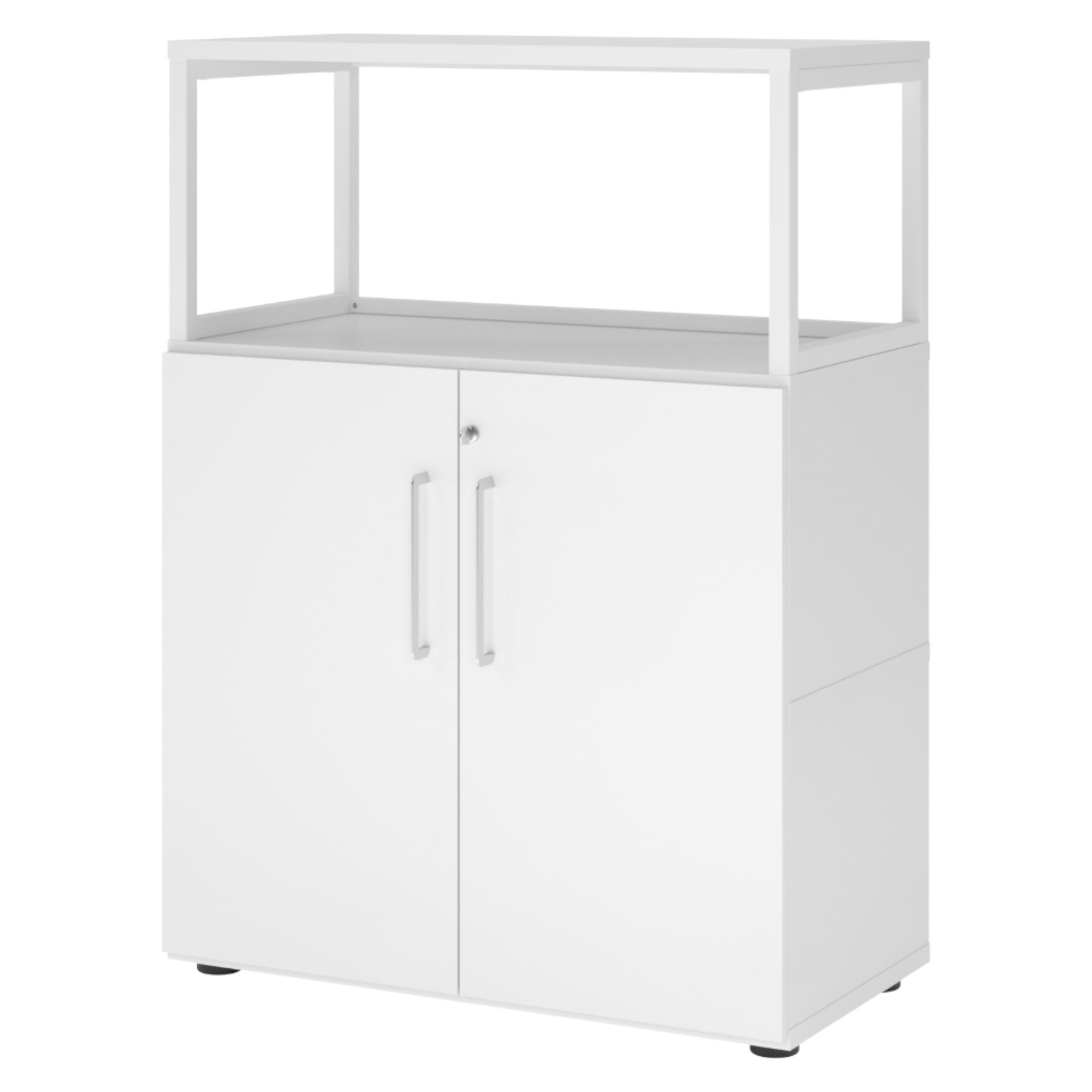 AKTENSCHRANK mittel abschließbar mit Regal 41,7/80/110 cm in Weiß - Weiß, Holzwerkstoff (80/110/41.7cm) - bümö