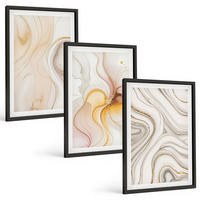 BILDER SET 3er Set - 40x60 cm Schwarzer Rahmen - Abstrakte warme Muster - Schwarz, Kunststoff (40/60cm) - TULUP