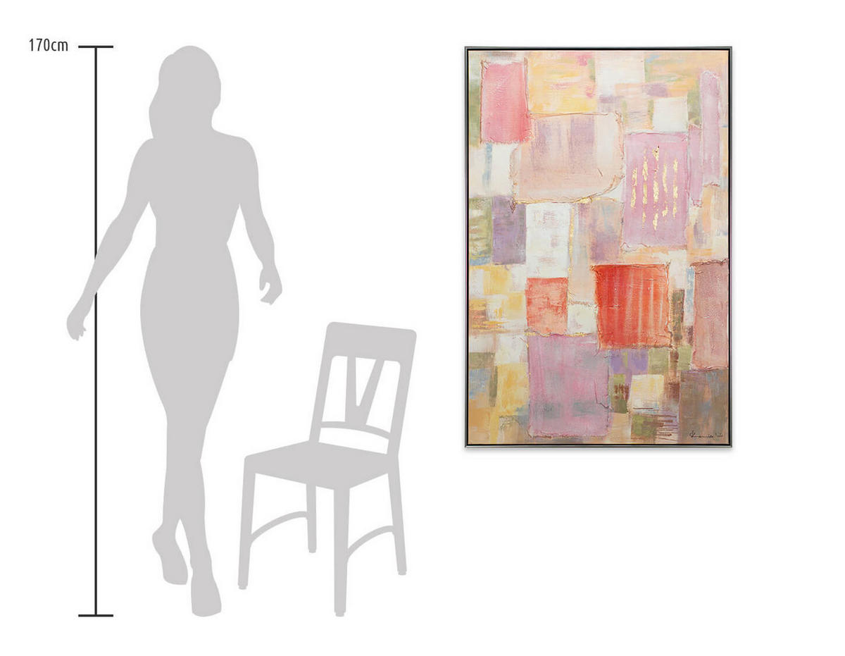 ACRYLBILD HANDGEMALT Orange 83/123 cm - Pink/Beige, Textil (83/123cm) - KUNSTLOFT