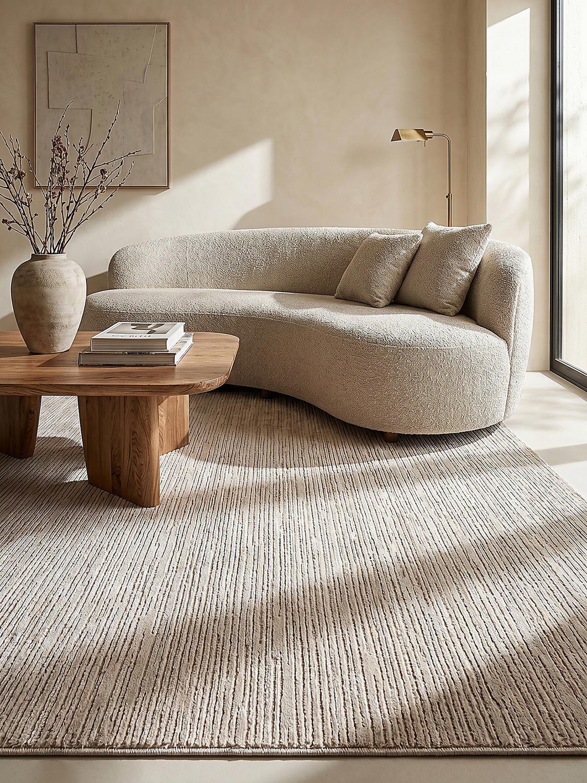 TEPPICHLÄUFER Streifen KASOS Polyester Beige 80 x 150 cm - Beige, Textil (80/150cm) - KADIMA DESIGN