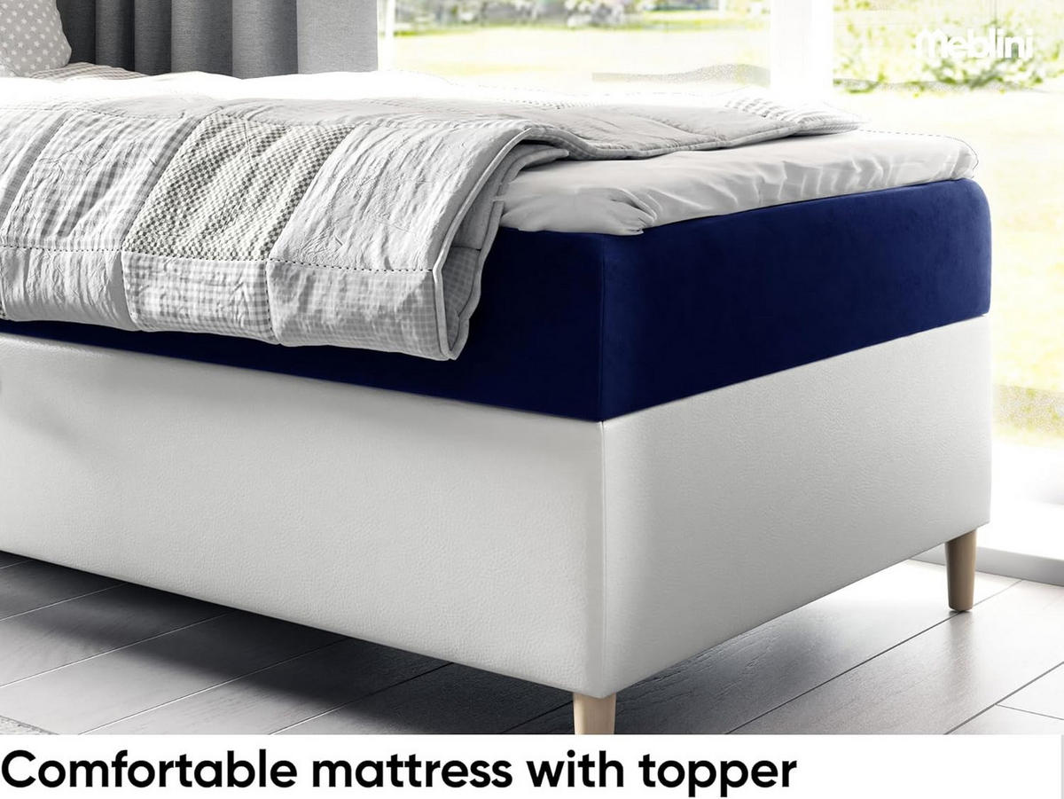 KINDERBETT MAYA 1 - Dunkelblau/Weiß, Holzwerkstoff (82/208cm) - Meblini