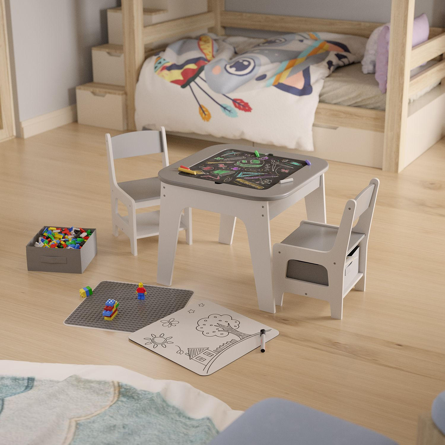 KINDERSITZGRUPPE Milou grau - Grau, Holz (60/50/60cm) - Juskys