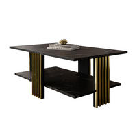 COUCHTISCH SAPHIRA GOLD mit Ablageboden, Schwarz Marmour - Schwarz, Holzwerkstoff (60/100/40cm) - Lookway