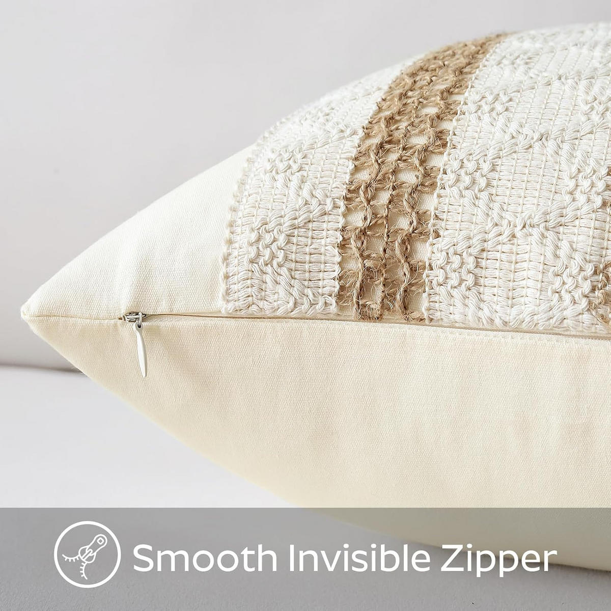 KISSENBEZUG – Füllung nicht enthalten – beige – 45 x 45 cm – 2er-Set - Weiß, Textil (45/45cm)