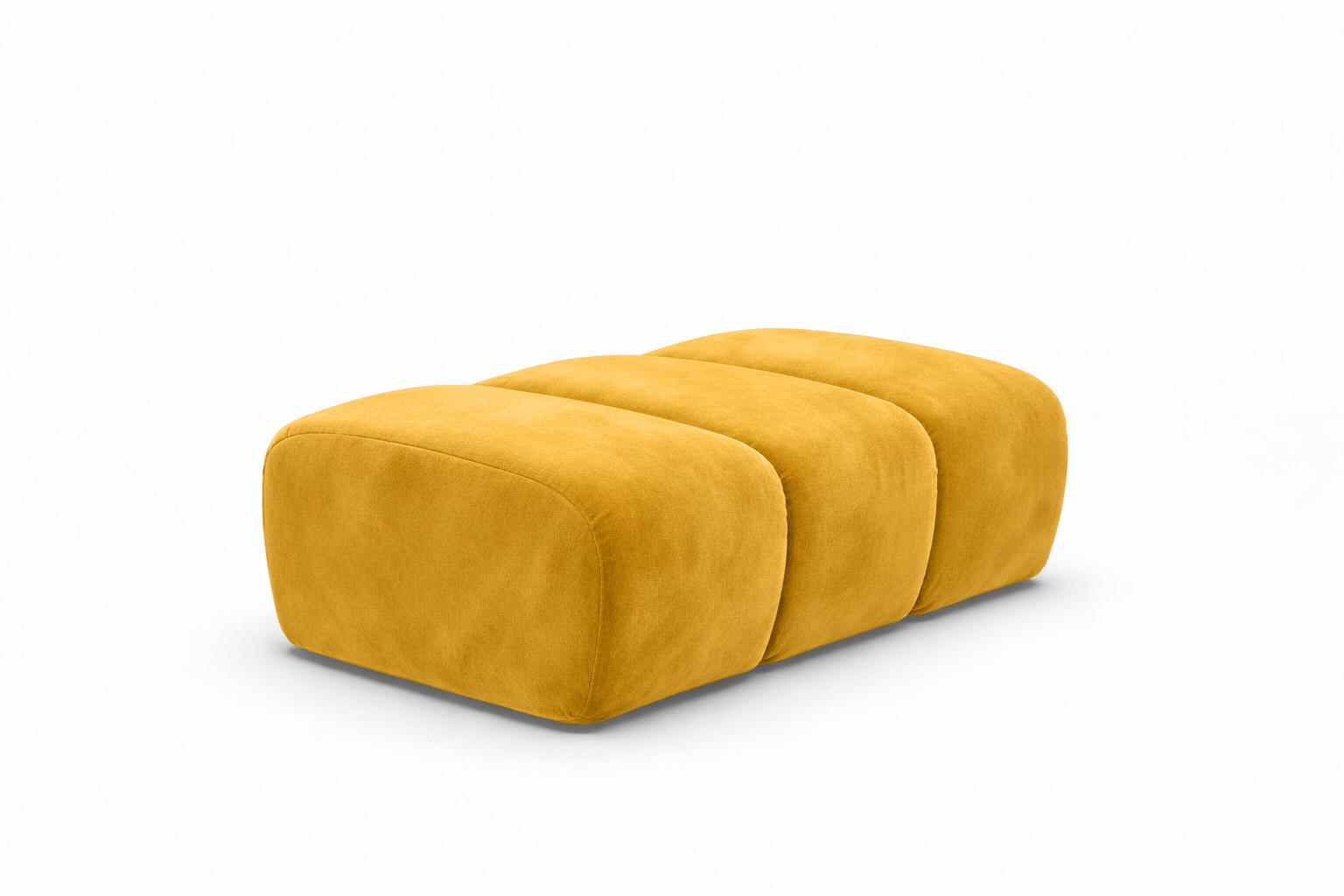 POUF modular, Veloursstoff Bluvel, Golden, CROISSANT - Goldfarben, Holz (105/44/70cm) - Kaiser Möbel