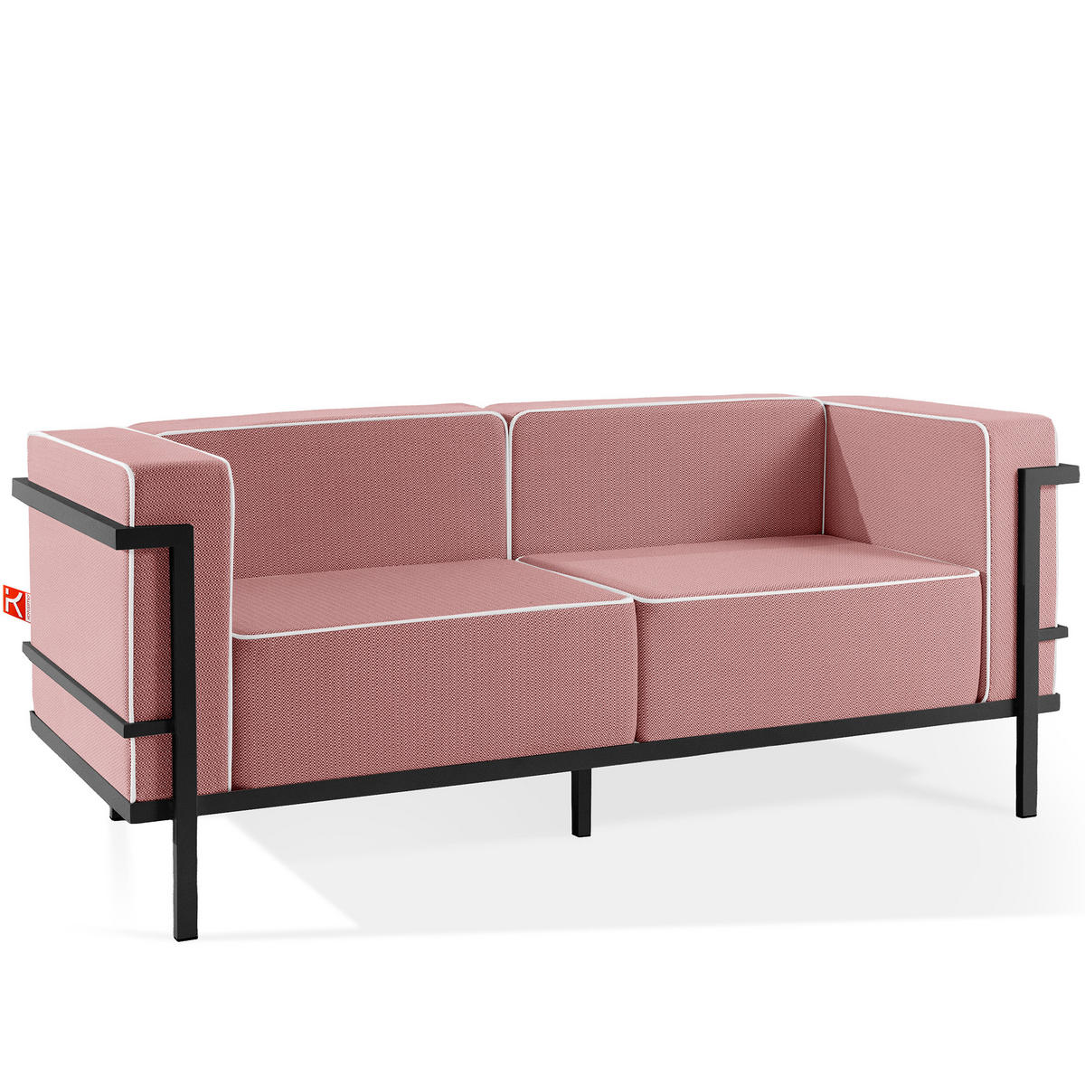 GARTENSOFA TRIGLO 2-Personen, Stahlrahmen, Modern, Dunkelgrau - Dunkelgrau/Rot, Textil/Metall (164/70/69cm) - KONSIMO®
