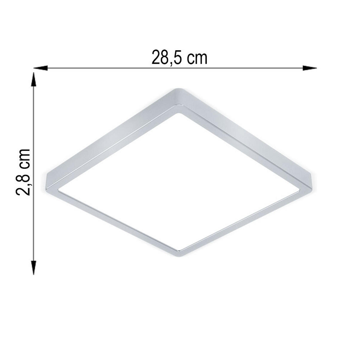 LED DECKENLEUCHTE Stahl Silber Opal - Silberfarben, Metall (28.5/28.5/2.8cm)