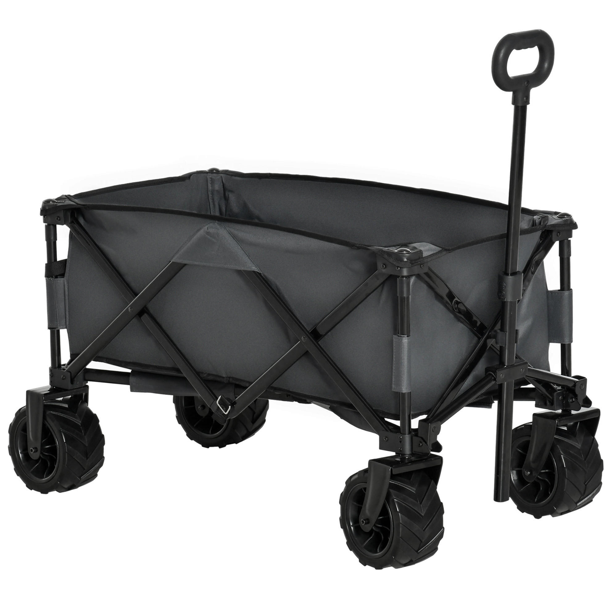 GARTENKARRE klappbar, 70 kg Nutzlast, vierrädrig mit 360°-Lenkrädern - Dunkelgrau, Metall (55/89/108cm) - BEAOK