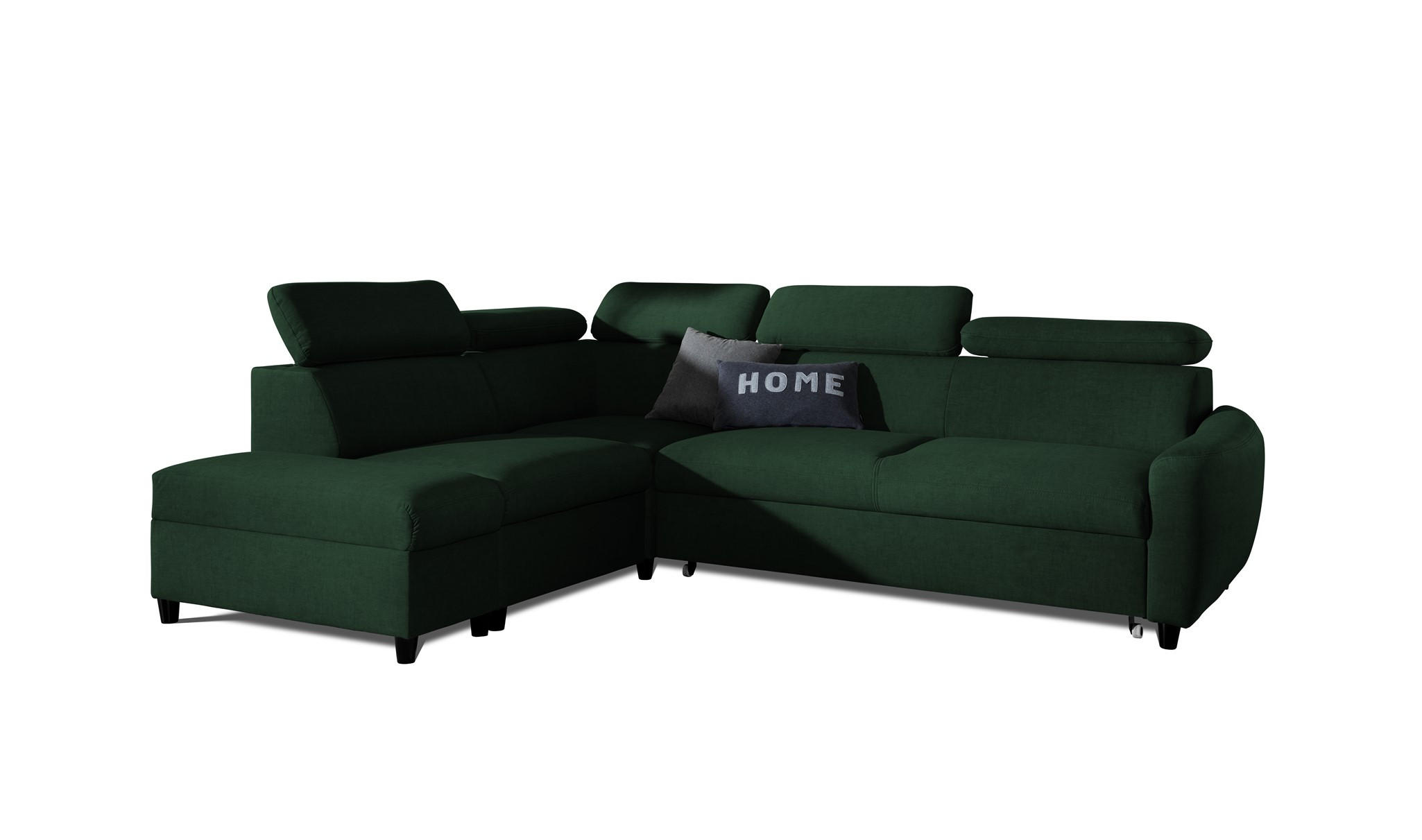 ECKSOFA Schlafsofa Anton In Esito - Dunkelgrün, Holzwerkstoff/Textil (265/205cm) - Fun Möbel