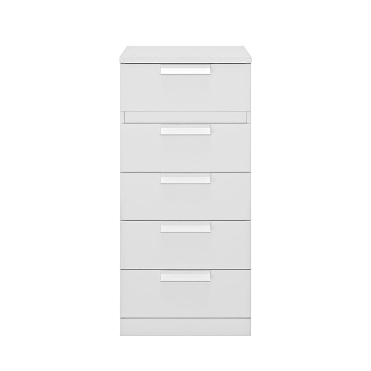 KOMMODE 5 Schubladen Cyrus - Französische Herstellung - 48/45/105 cm - Weiß, Holzwerkstoff (45/105/48cm) - Calicosy