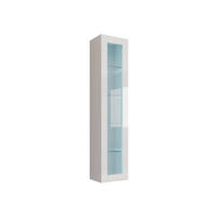 HÄNGEVITRINE 180 Vigo Glas mit blauer LED Beleuchtung - Weiß Hochglanz/Weiß, Holzwerkstoff (40/180/30cm) - MIRJAN24