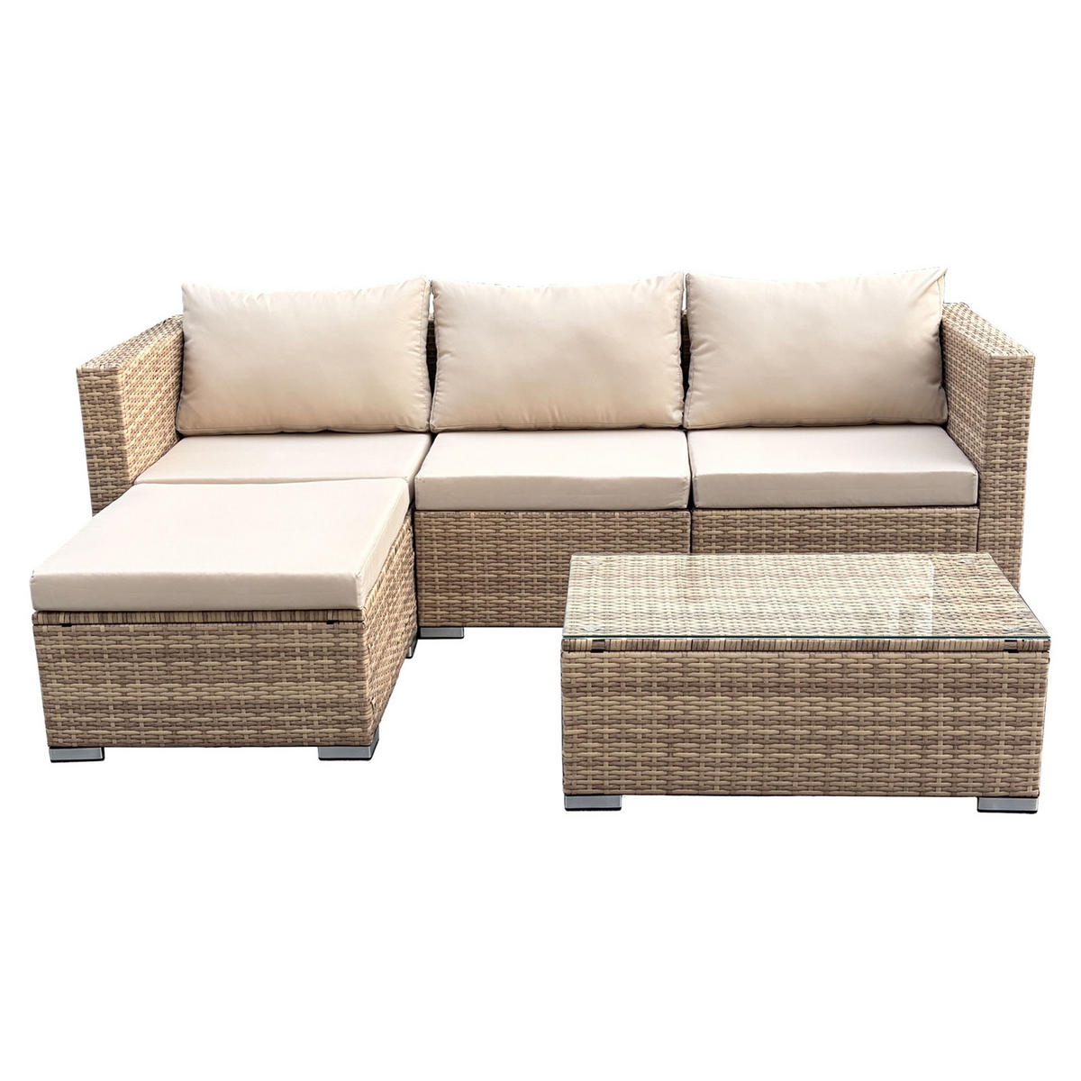 GARTENLOUNGE Queens Polyrattan Beige - Beige/Creme, Kunststoff - SVITA