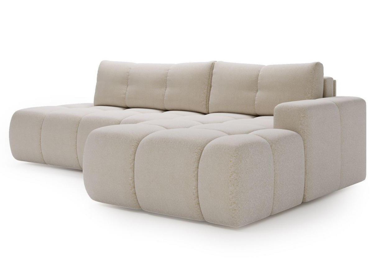 ECKSOFA Montero Bouclé-Stoff Creme Rechts - Creme, Holz/Textil (280/177cm) - Graingold
