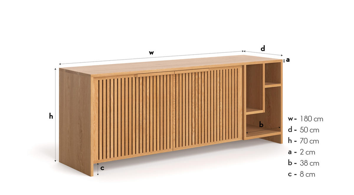 SIDEBOARD Conte aus massivem Eichenholz - Eichefarben/Naturfarben, Holz (180/70/50cm) - Danzz