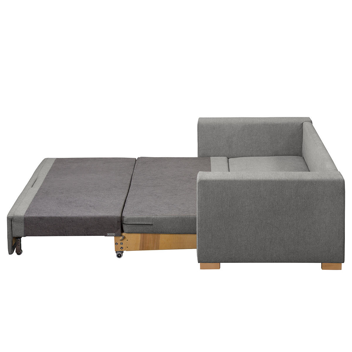 SCHLAFSOFA - Buchefarben/Grau, Holz/Buchenholz (153/90/90cm) - home24