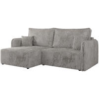 ECKSCHLAFSOFA MESTO L Hellgrau Cord - links - Hellgrau/Schwarz, Kunststoff/Textil (227/147cm) - MKS