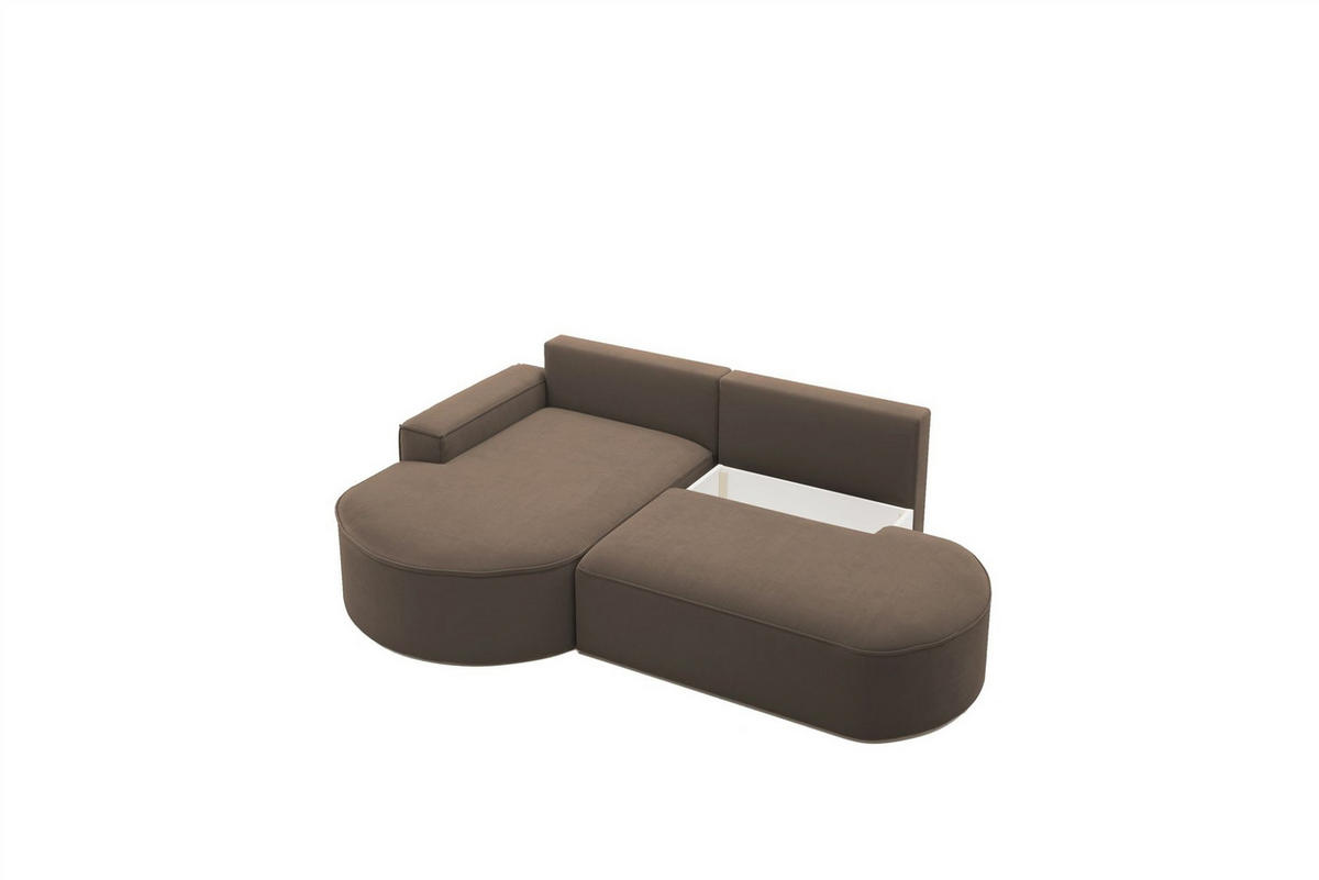 ECKSOFA Girona Mit Schlaffunktion - Braun, Holzwerkstoff/Textil (278/179cm) - Fun Möbel