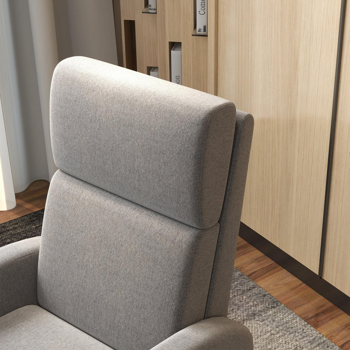 RELAXSESSEL DE-06358 neigbar bis 160°, ausklappbare Fußstütze Grau - Grau, Holzwerkstoff/Textil (64/102/86cm) - ComfortXL