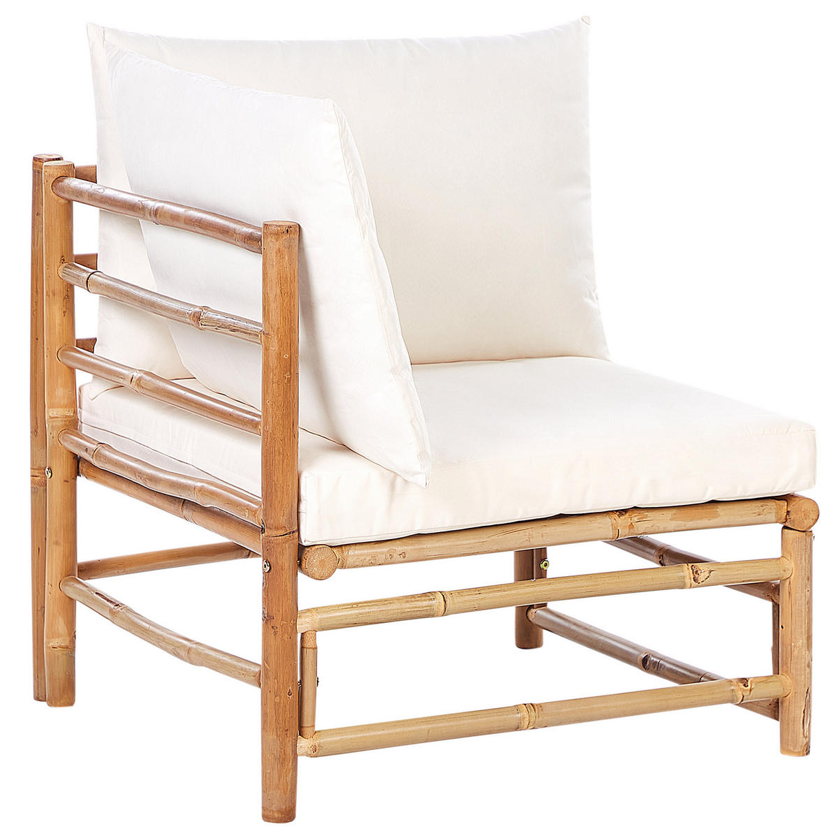 LOUNGE SET 4-Sitzer Bambusholz hellbraun 3-teilig Auflagen cremeweiß Cerreto - Creme, Holz - Beliani