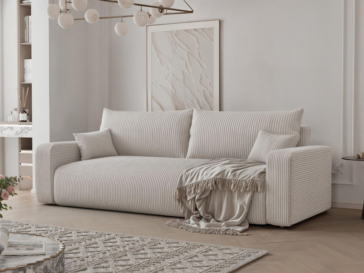 SCHLAFSOFA Luna - Weiß, Holzwerkstoff/Textil (246/79/96cm) - Fun Möbel
