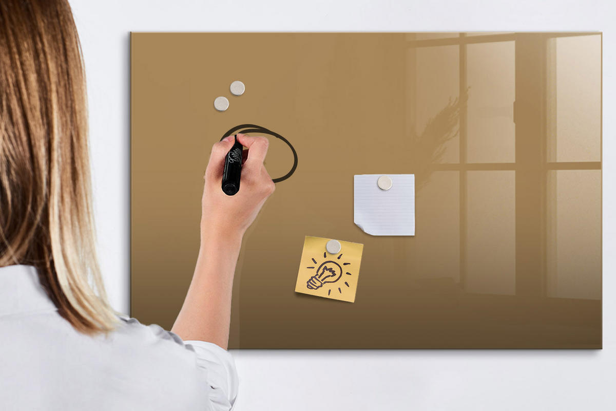 MAGNETTAFEL 90x60 Beige schwarzer Marker - Beige, Glas (90/0.4/60cm) - TULUP