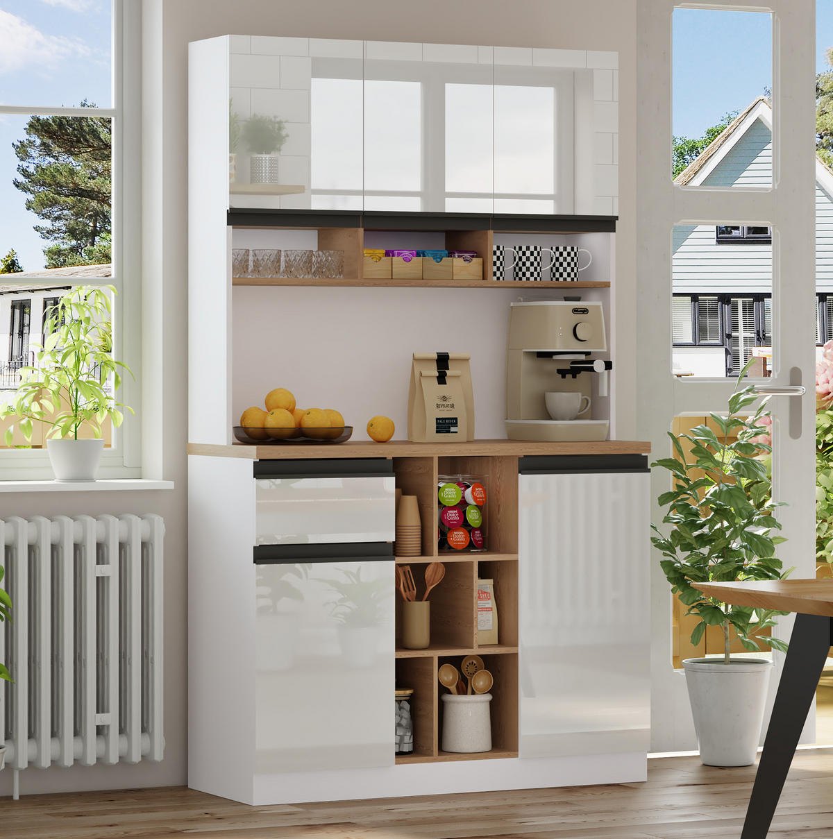 BUFFET 105/185/45 cm Weiß aus MDF mit verstellbaren Einlegeböden - Weiß, Holzwerkstoff (45/185/105cm) - OKMYHOME