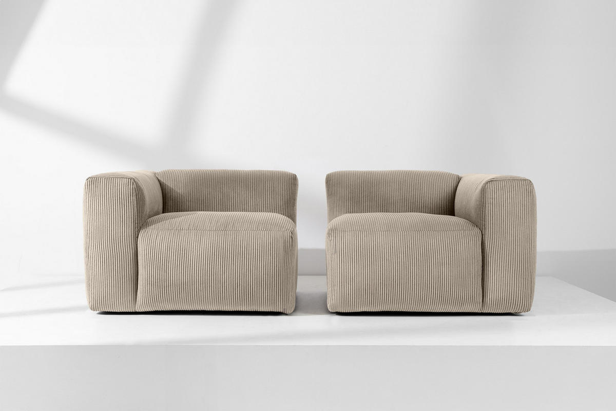 2-SITZER-MODULSOFA BUFFO mit extrem weicher und bequemer Sitzfläche, Kordstoff, beige - Beige, Textil (210/73/96cm) - KONSIMO®