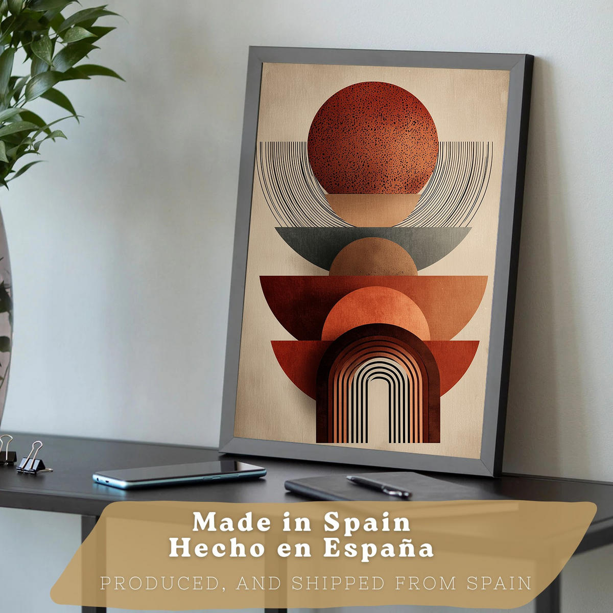 PLAKAT Sada 3 Abstraktní červené tvary A3 Černý rám - černá, papír (29.7/1/42cm) - Nacnic