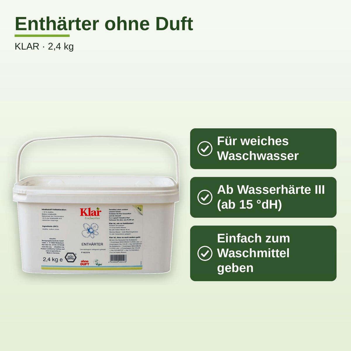 KLAR Enthärter 2.4kg ohne Duft - Ahornfarben, Fell (15/1/15cm) - ich-zapfe