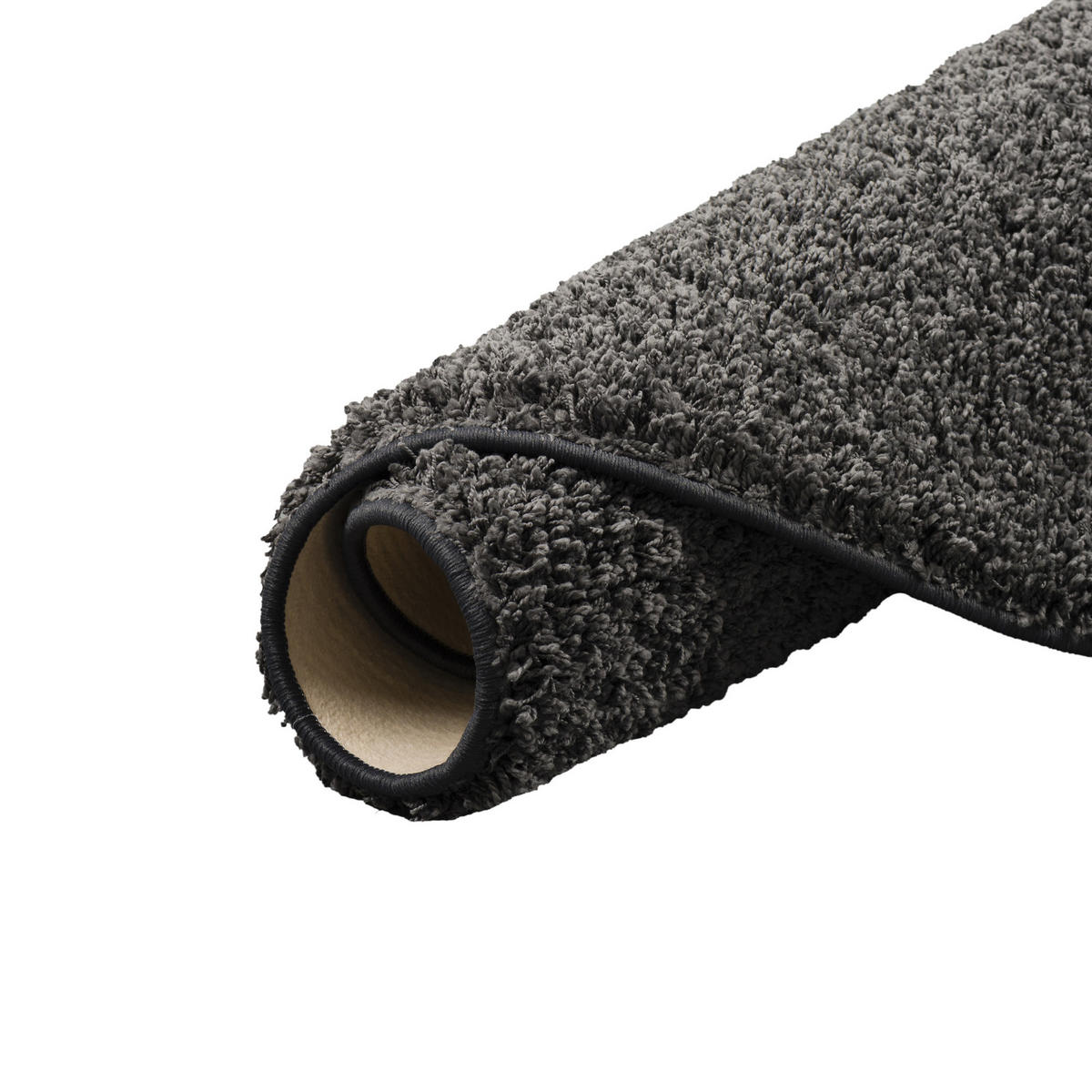 LUXUS HOCHFLOR LANGFLOR TEPPICH MILANO RUND - Anthrazit, Textil (100/100cm) - Snapstyle