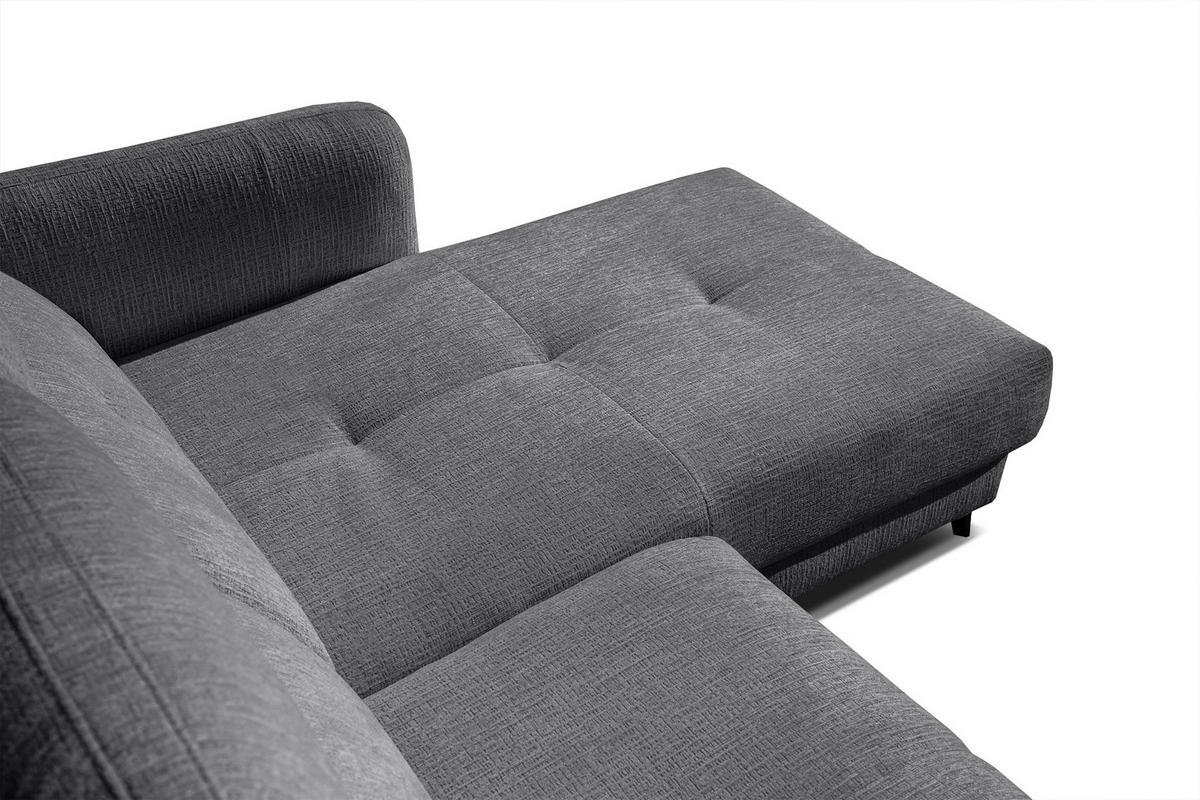ECKSOFA SVEN 3-Sitzer, 1 Relax XL, verstellbare Kopfstützen, dunkelgrau - Anthrazit/Schwarz, Holzwerkstoff/Textil (256/163cm) - Courtois Laville