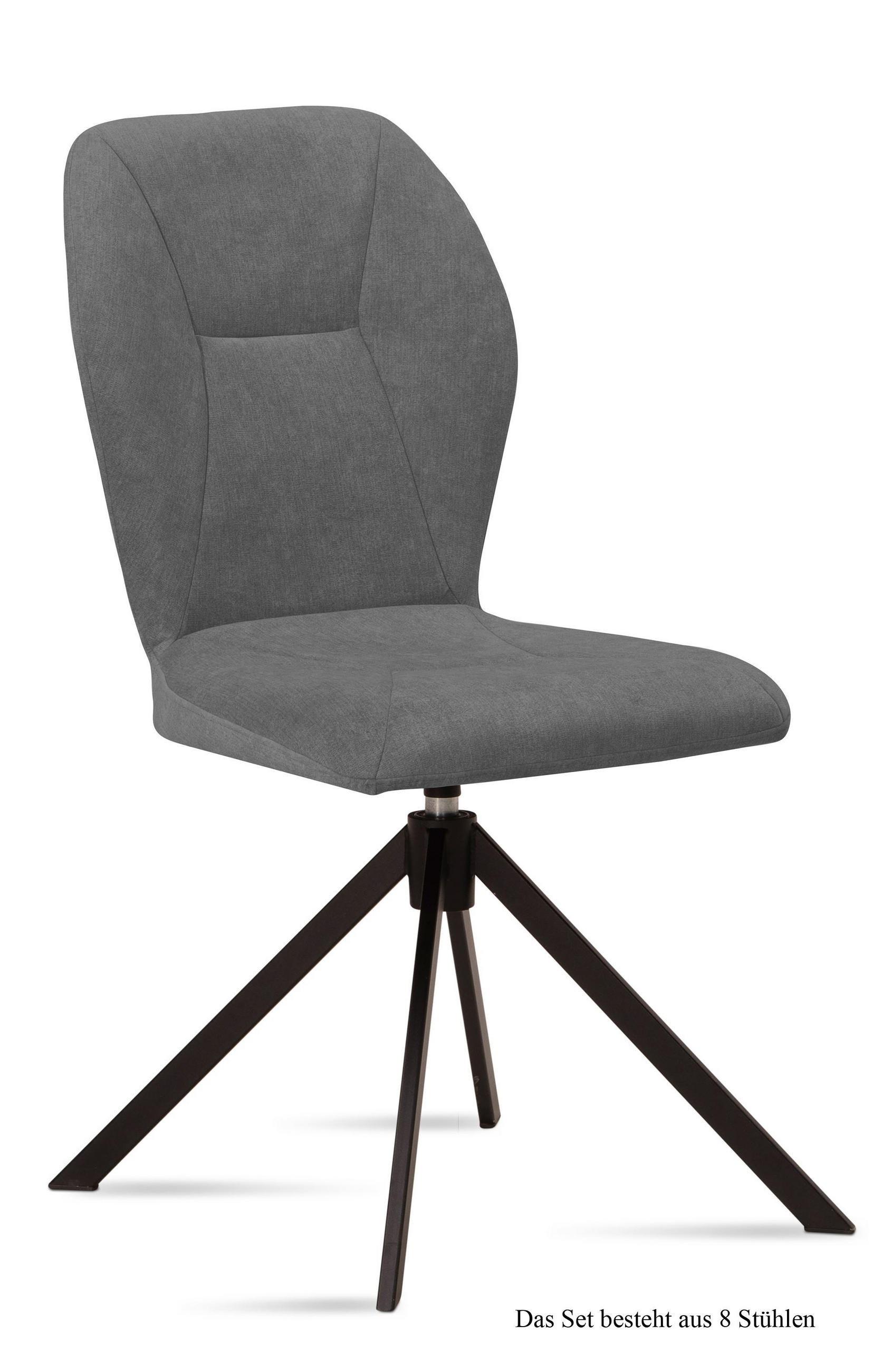 ESSZIMMERSTUHL drehbar (8er-Set) Denyse 51x92x60 Schwarz/Grau - Schwarz/Grau, Kunststoff (60/92/51cm) - 58aufmkessel