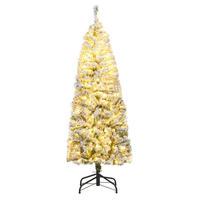 WEIHNACHTSBAUM mit Beleuchtung und Schnee 150 cm grün - Grün, Metall (150cm) - COSTWAY
