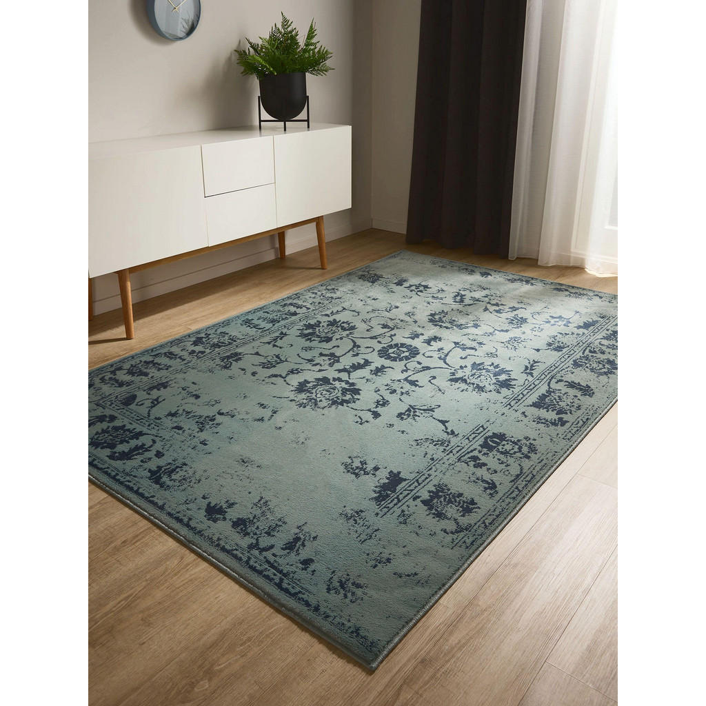 Thumbnail - benuta Vintage-Teppich, Türkis, Kunststoff, Vintage, Rechteckig, 240x340 cm, Oeko-Tex® Standard 100, für Fußbodenheizung...
