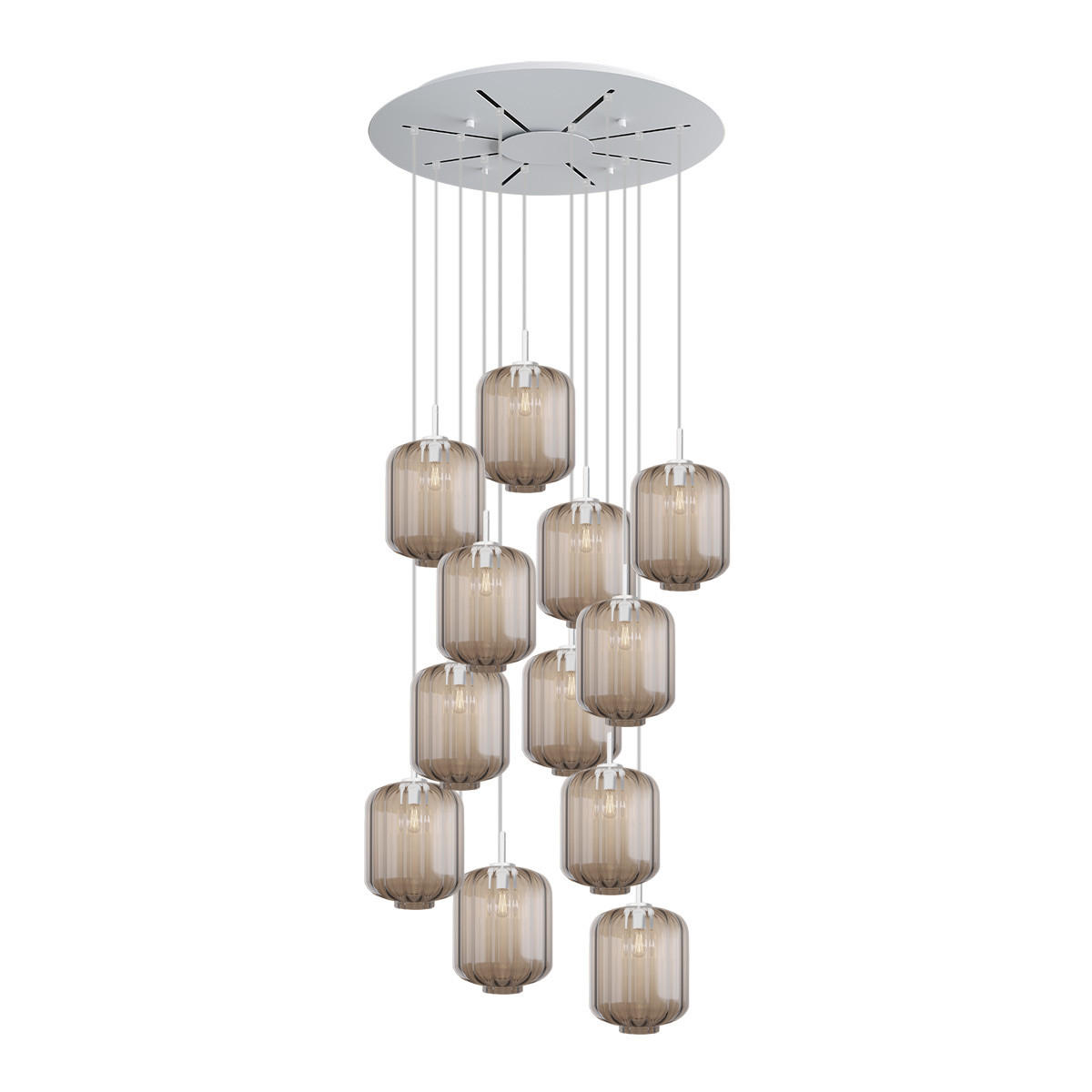 GALERIELEUCHTE Velo 12-flammig Klar Ø 25cm - Klar/Weiß, Glas (25/25/27cm) - s.luce