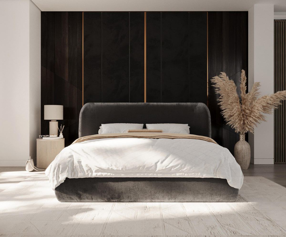 POLSTERBETT Bellano mit Stauraum 140/200 cm Stahl im Lotta Stoff - Schwarz/Graphitfarben, Holz/Holzwerkstoff (140/200cm) - AltaBeds