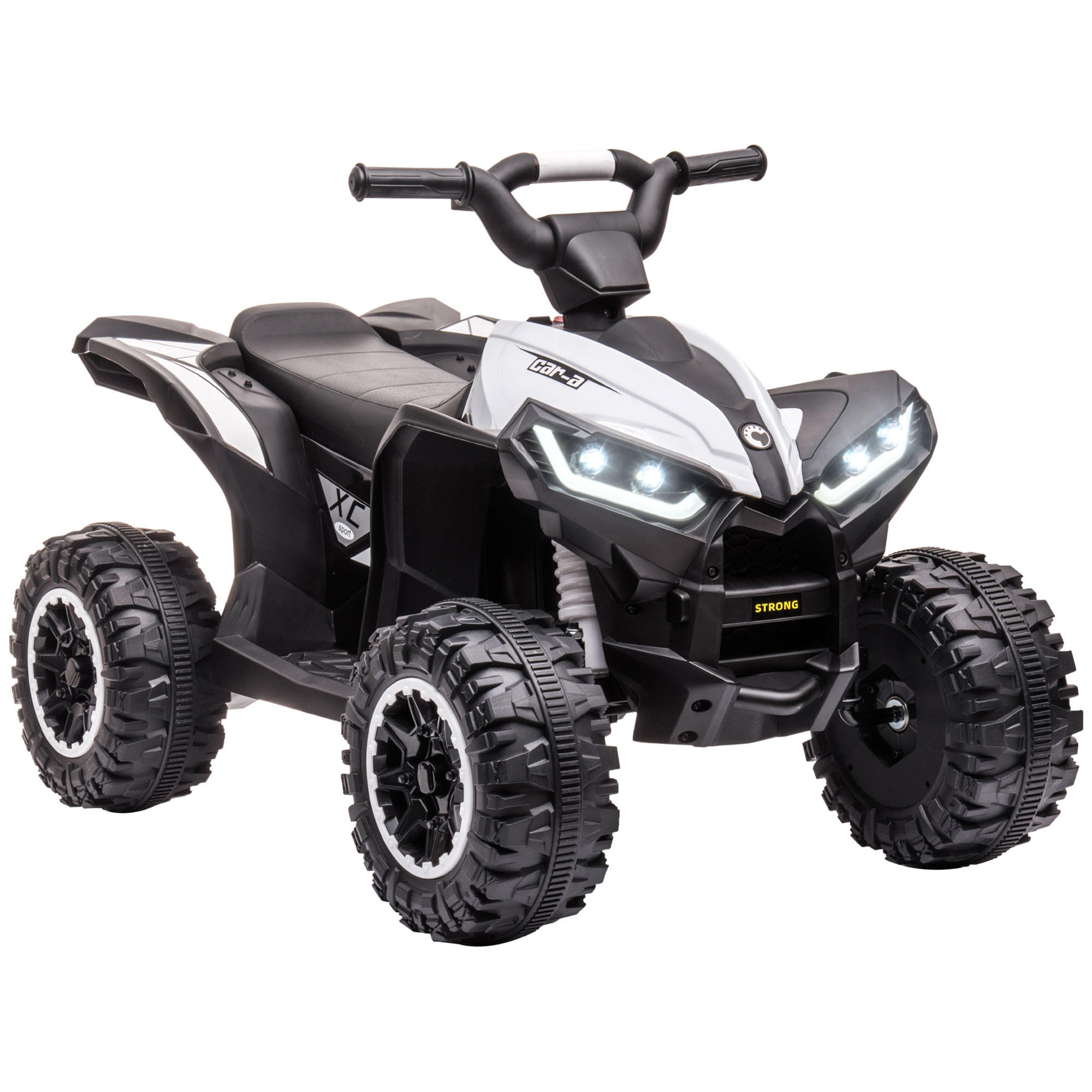 MINI ELEKTRO-QUAD KINDER, Schwarz+Weiß, Kunststoff+ Metall - Schwarz, Metall (83/53/55.5cm) - HOMCOM
