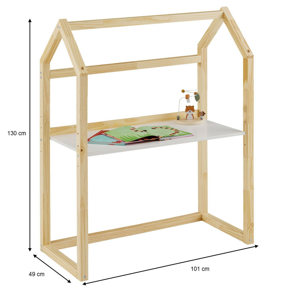 KINDERSCHREIBTISCH TINA natur/weiß - Naturfarben/Weiß, Holz (101/130/49cm) - IDIMEX