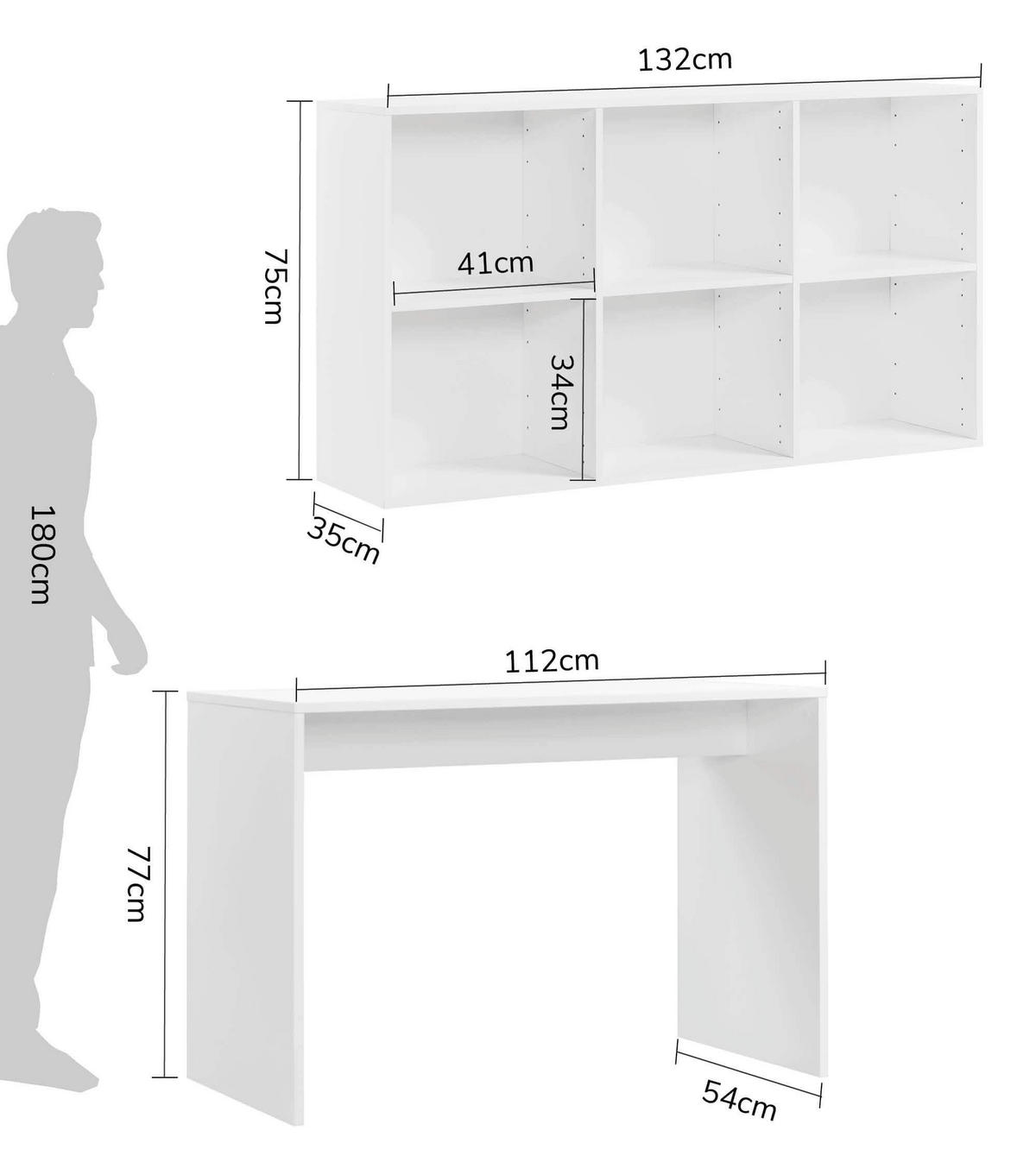 SCHREIBTISCH Der Produktive - Weiß, Holzwerkstoff (54/112/77cm) - Mokebo