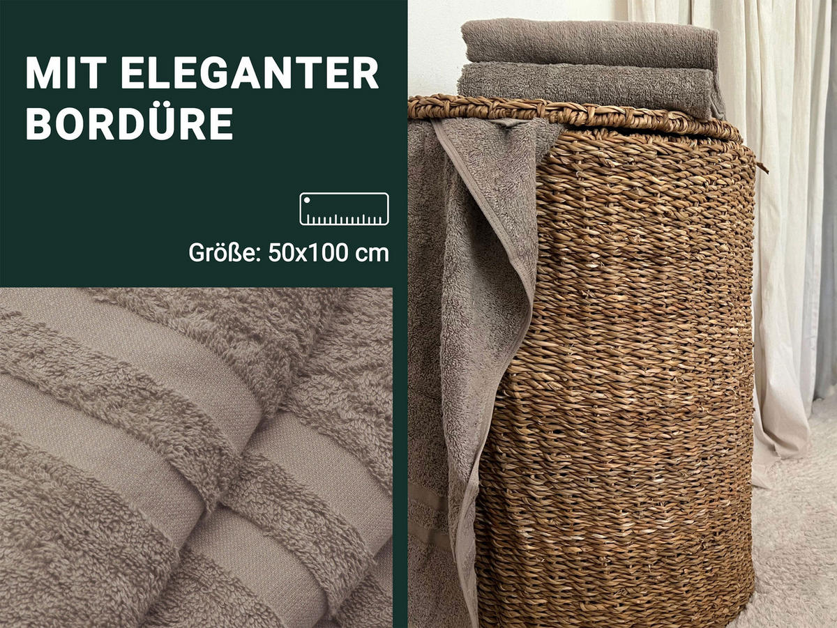 HANDTÜCHER, 10er-Set, 50x100 cm, 100% Baumwolle, Braun - Fango, Textil (50/100cm) - Zollner