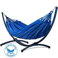 HÄNGEMATTE mit Verzinktem Gestell, 2 Personen, XXL, 200 kg, Metall, Catargo Blau, einfache Montage - Blau, Metall (370/130/120cm) - Potenza