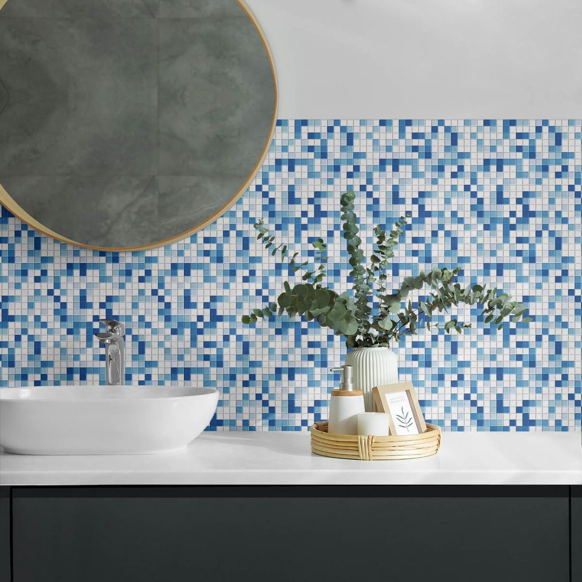 WANDPANEEL 10x 40x20 cm selbstklebend Dunevale - Pastellblau, Kunststoff (20/1.6/40cm) - Wallfluent