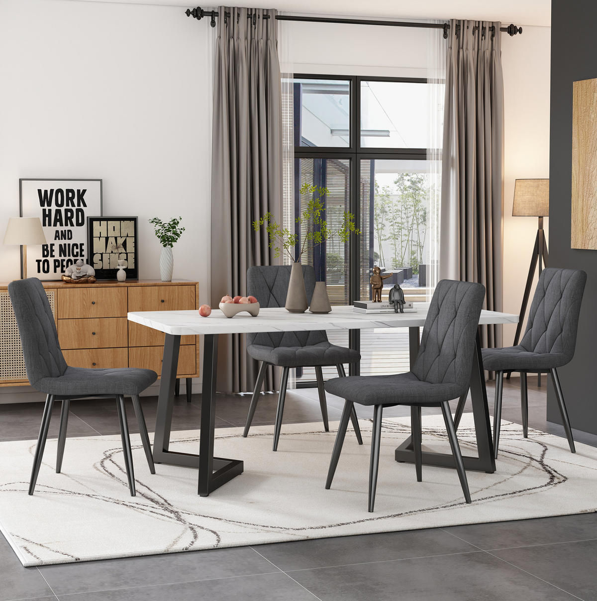 ESSZIMMERSTUHL 4er-Set gepolstert Grau mit Metallbeinen - Grau, Metall (40/86/45cm) - Meubliv