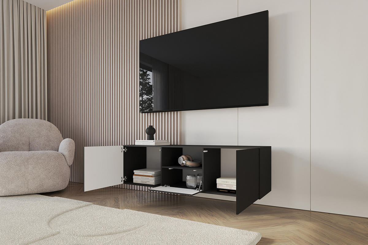 LOWBOARD NOA-2-W 140x40x41 cm - Schwarz - Schwarz, Holzwerkstoff (140/40/41cm) - ALTDECOR