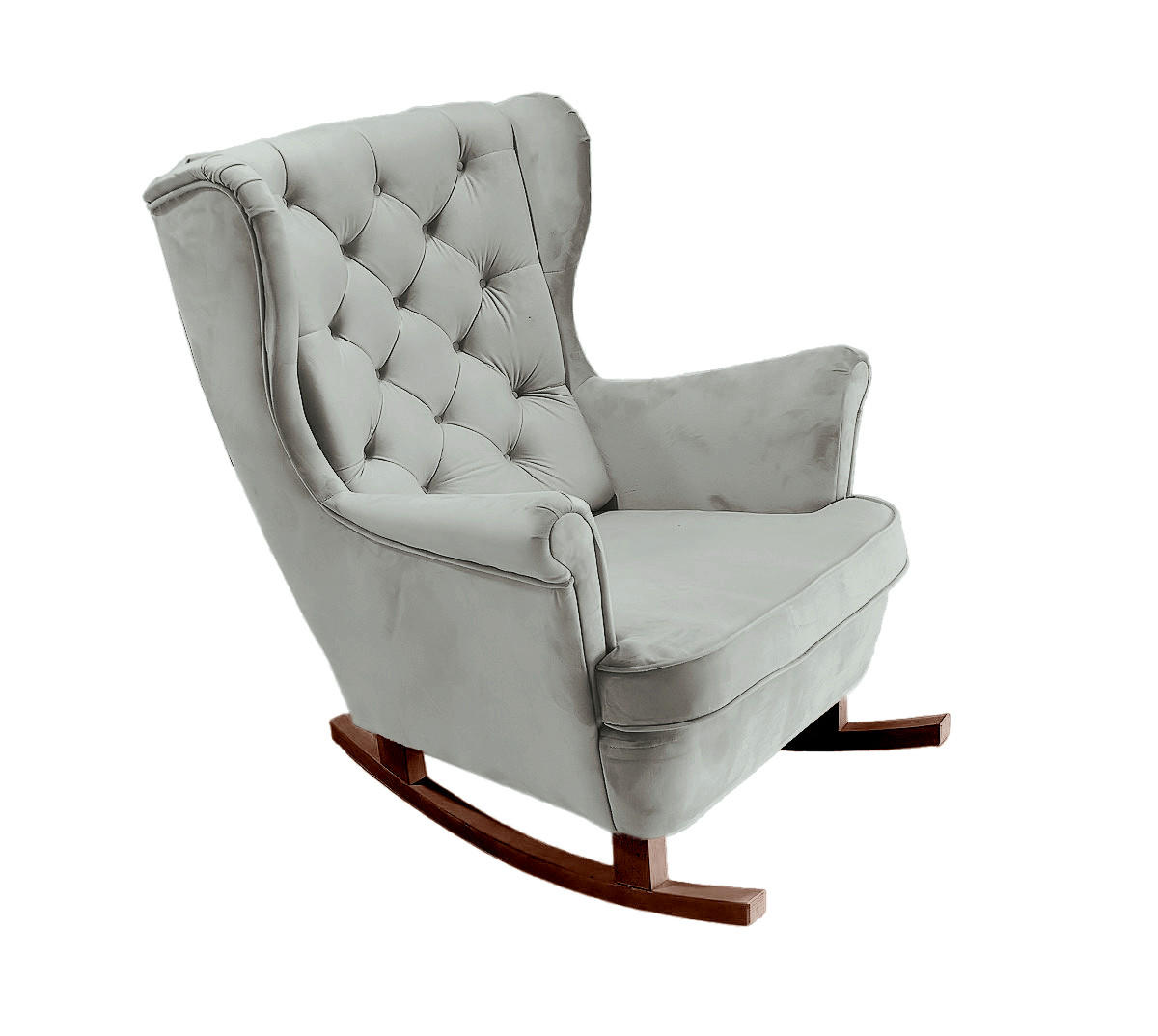 SCHAUKELSESSEL mit gepolstertem Sitz und Armlehnen, 102x81x95 cm, Asche_29855 - Hellgrau/Braun, Holz/Textil (81/102/95cm) - DomoHome