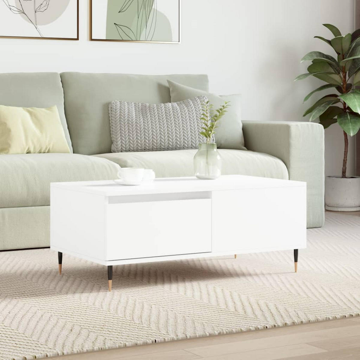 COUCHTISCH Weiß 90x50x36,5 cm Holzwerkstoff - Weiß, Holzwerkstoff (90/50/36.5cm) - furnicato